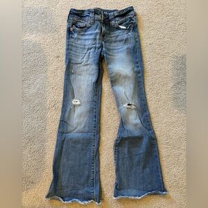 GAP Girls Medium Blue 70’s Flare Jeans with Knee Distress